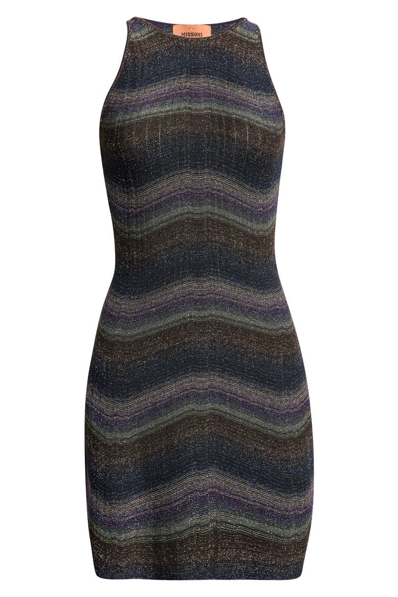 Metallic Zig-Zag Minidress, Alternate, color, S91T5-DARK TONES