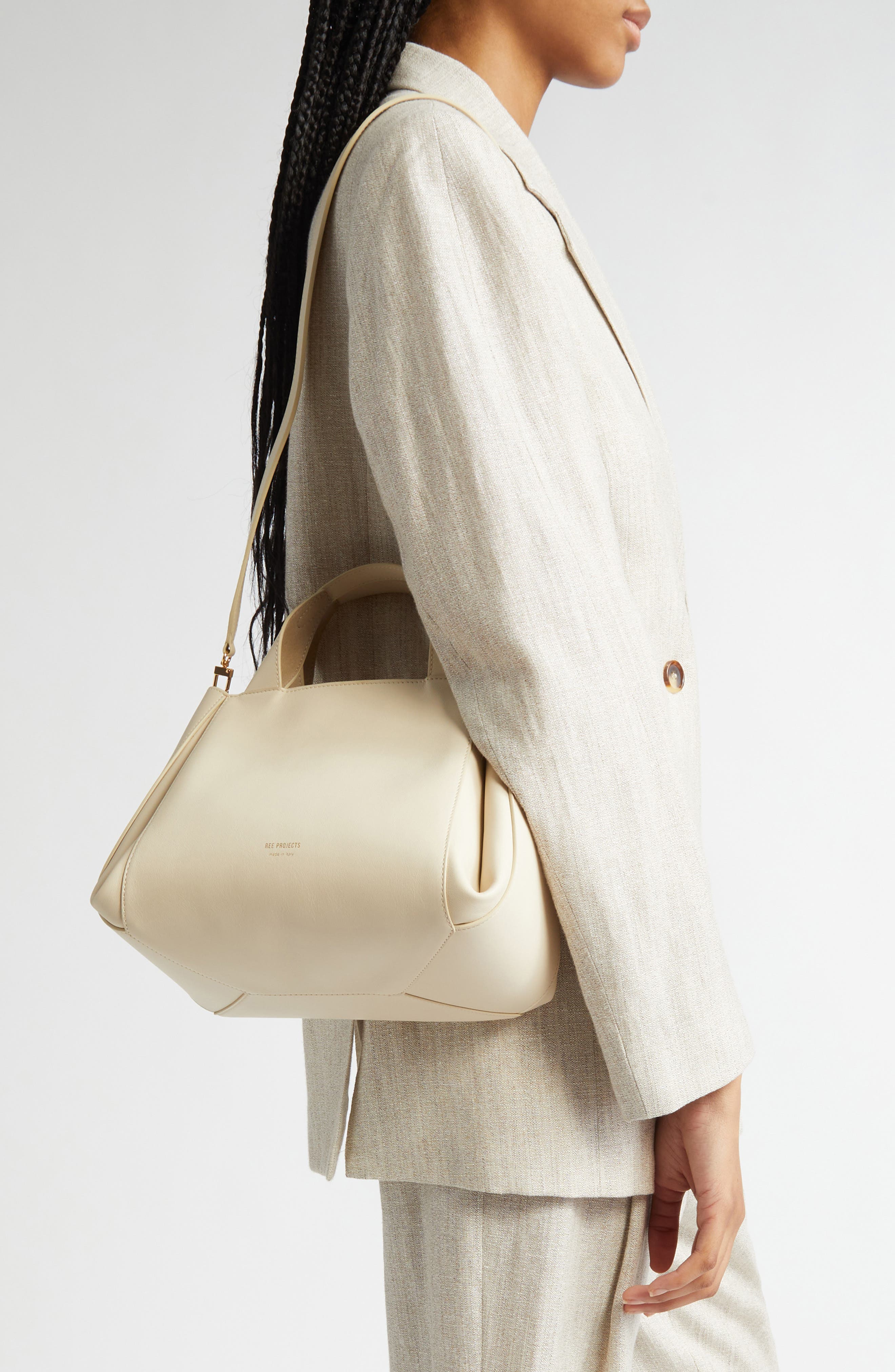 Ree Projects Medium Avy Leather Top Handle Bag, Alternate, color, Beige