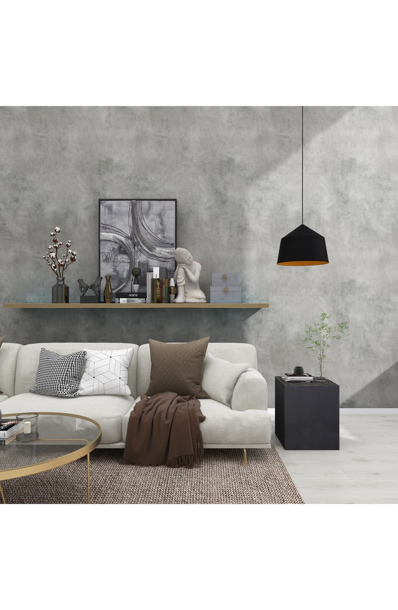 GINGER BIRCH STUDIO Black Wood Intricately Carved Accent Table, Alternate, color, 