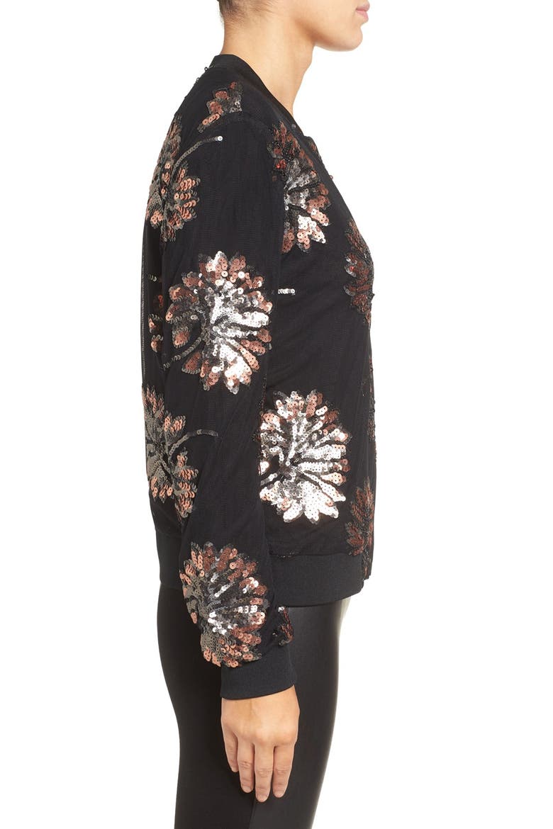 Sequin Bomber Jacket, Alternate, color, BLACK GOTHIC FLORAL SEQUIN
