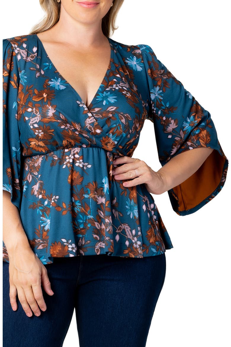 Priscilla Peplum Top, Alternate, color, TEAL BLUE ASTERS