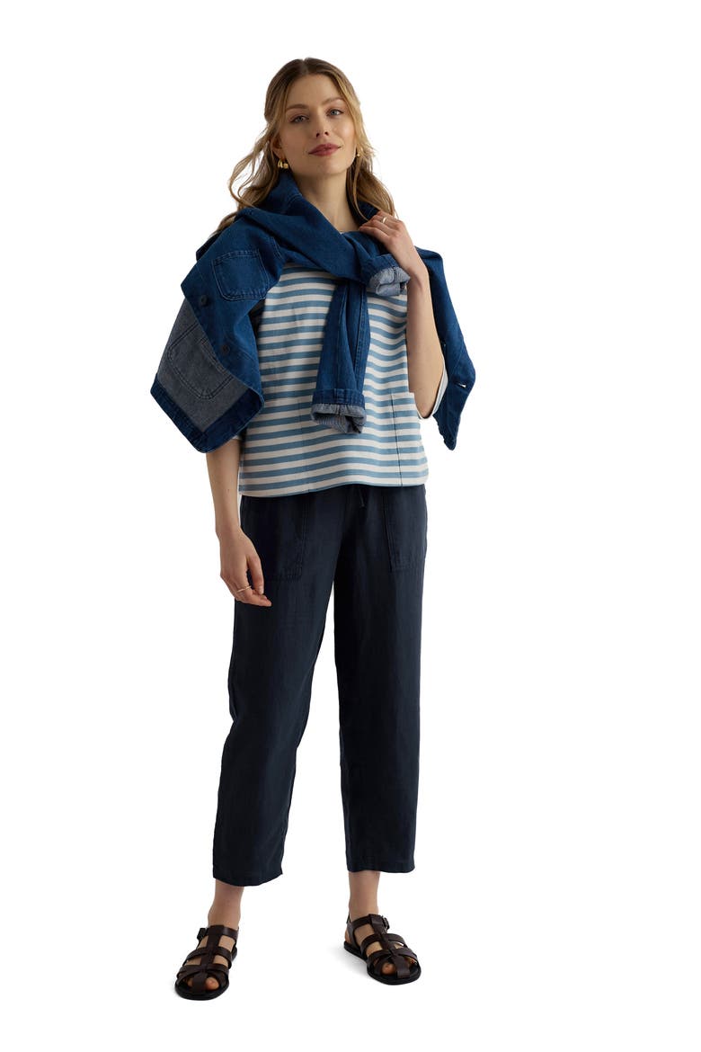 Sholl Drawstring Tapered Linen Twill Pants, Alternate, color, MARITIME