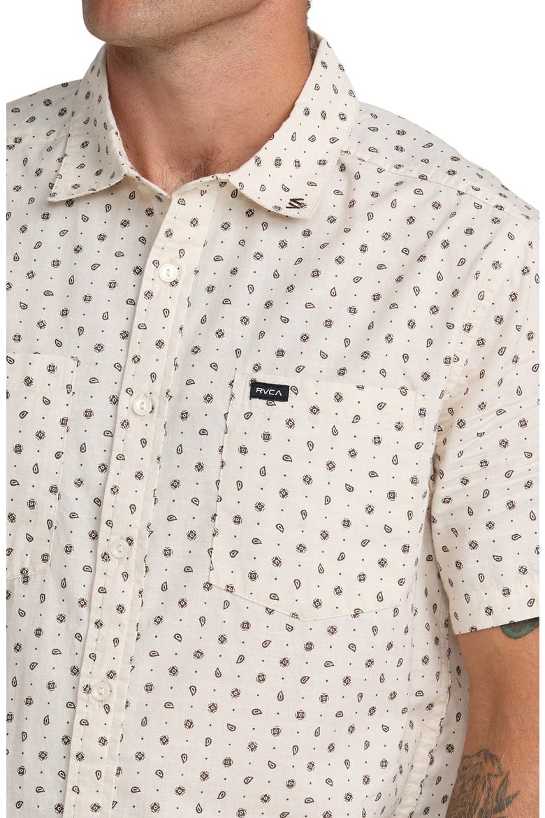 Breezy Floral Short Sleeve Button-Up Shirt, Alternate, color, CERAMIC