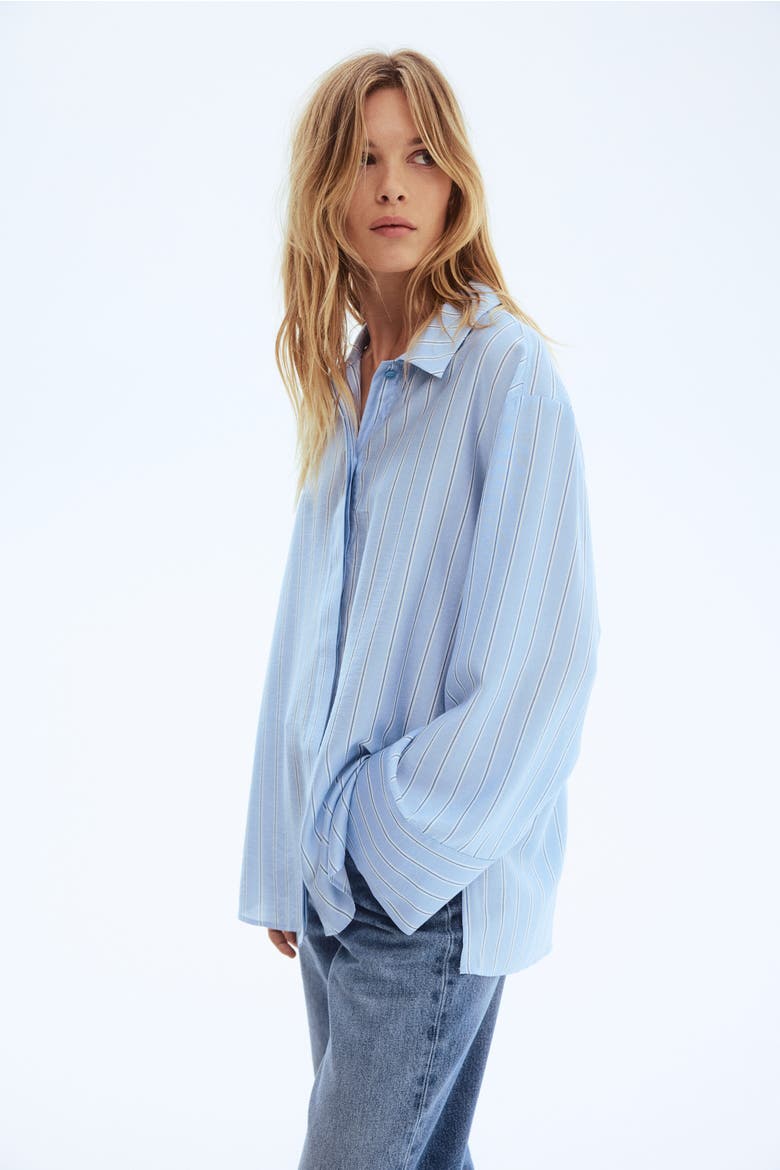 Oversized Shirt, Main, color, Light blue/striped