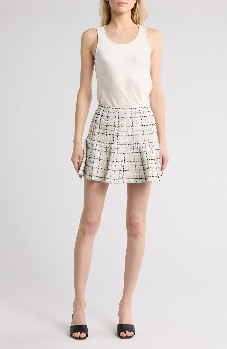 Alice + Olivia Zona Bouclé Miniskirt, Main, color, Off White/Black