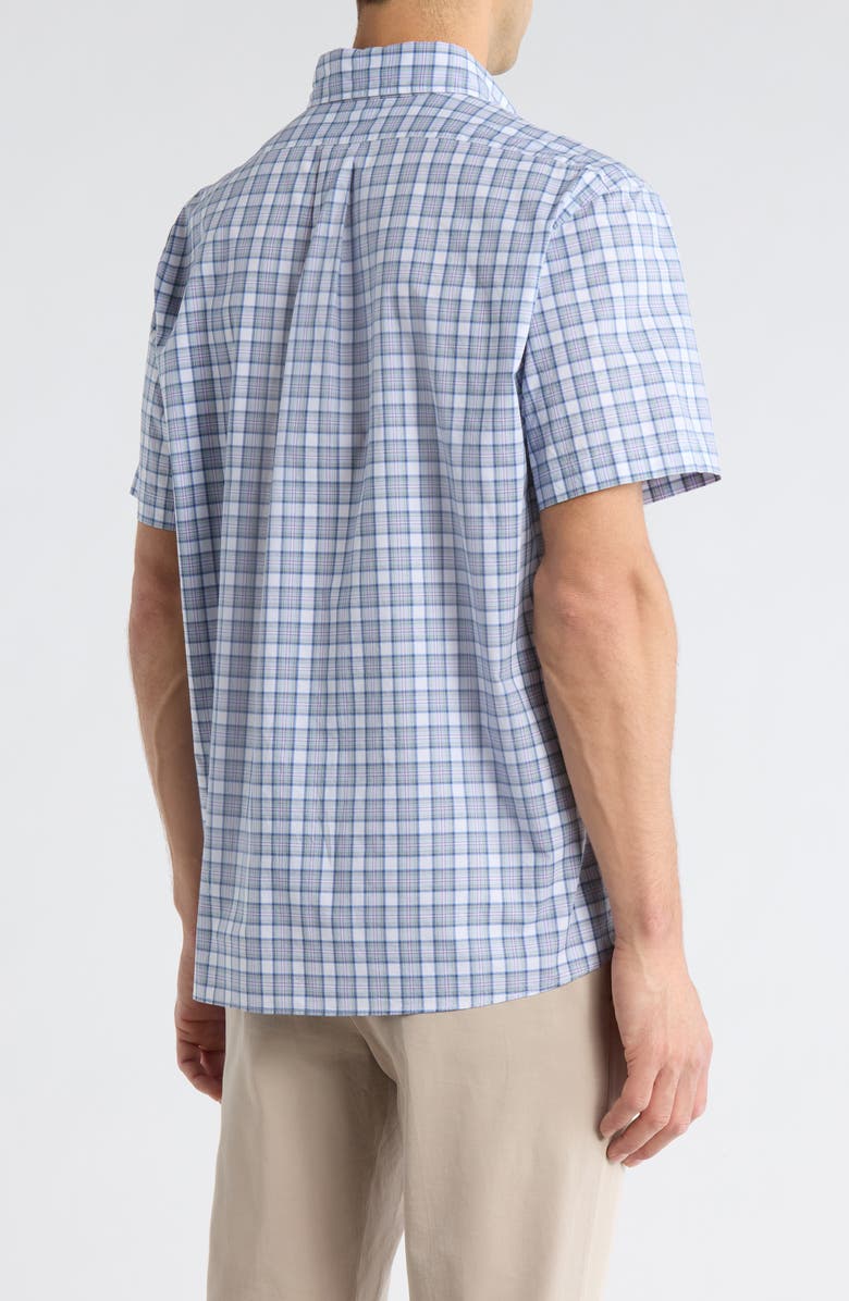 Brooks Brothers Sport Fit Plaid Short Sleeve Button-Down Shirt, Alternate, color, Aquifertartan