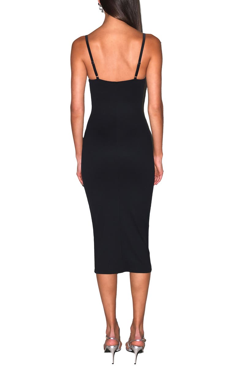 Fleur Du Mal Seduce U-Plunge Midi Dress, Alternate, color, Black