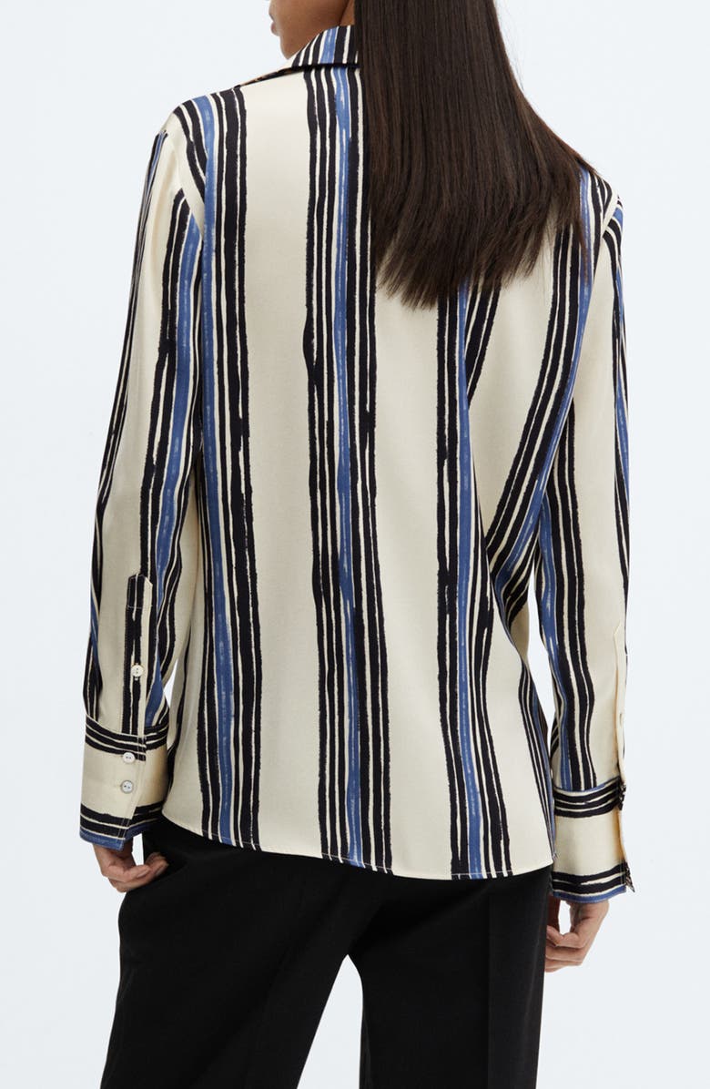 MANGO Stripe Satin Button-Up Shirt, Alternate, color, 