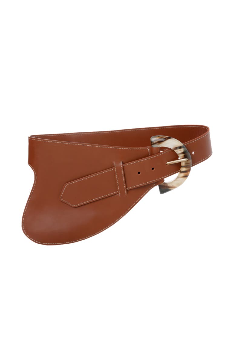 La Jefa Leather Belt, Main, color, Marron