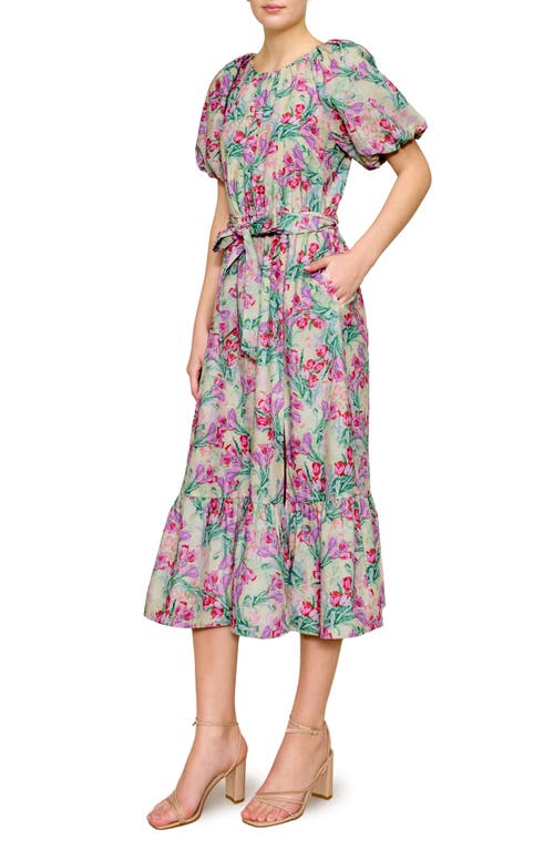 Melloday Floral Print Poplin Midi Dress