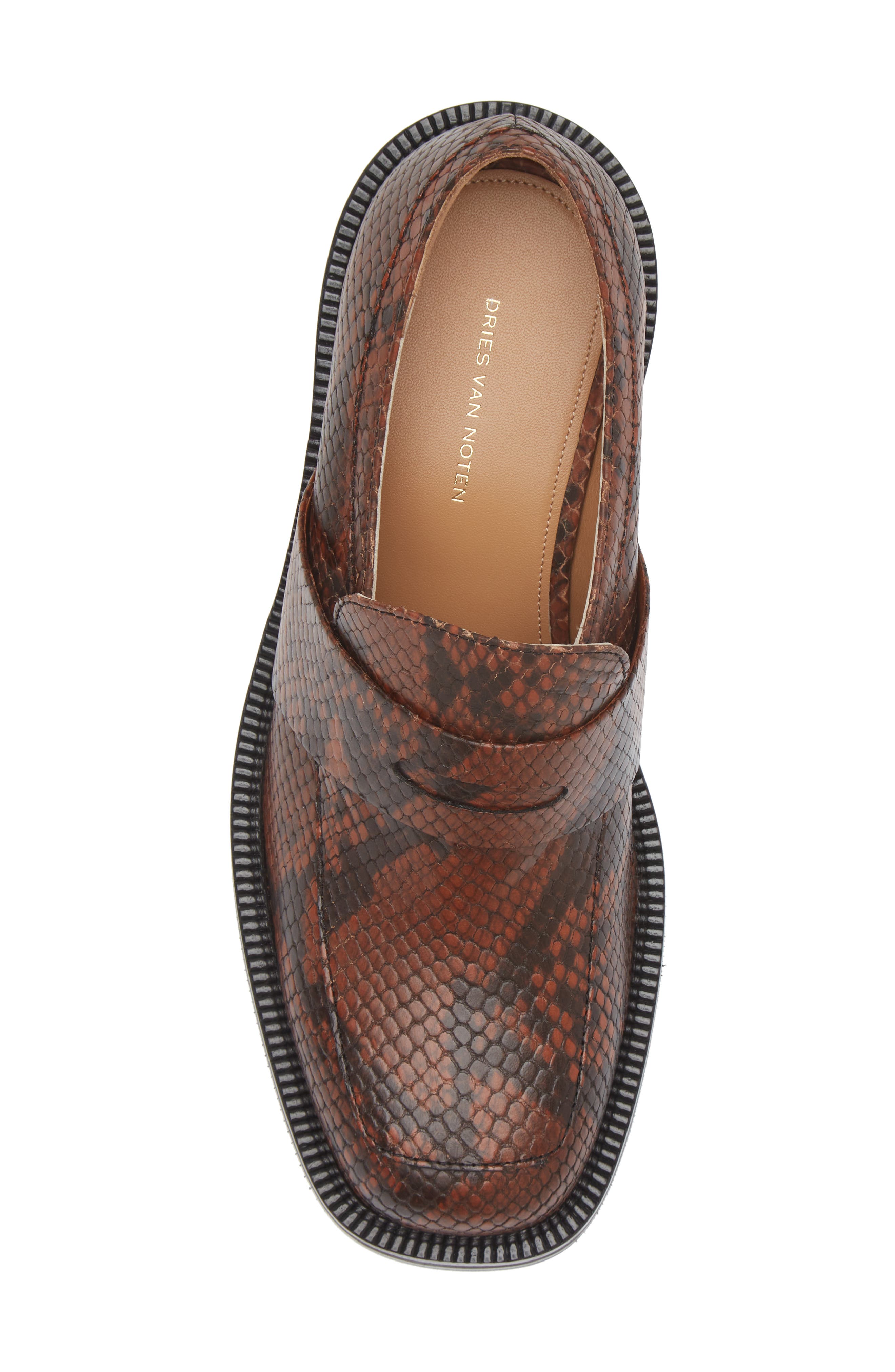 Dries Van Noten Snakeskin Embossed Penny Loafer, Alternate, color, 