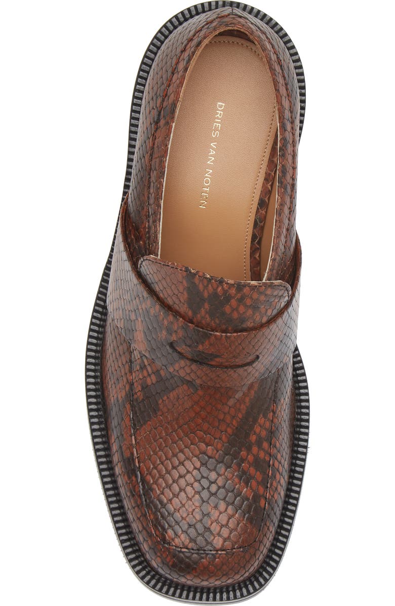 Dries Van Noten Snakeskin Embossed Penny Loafer, Alternate, color,