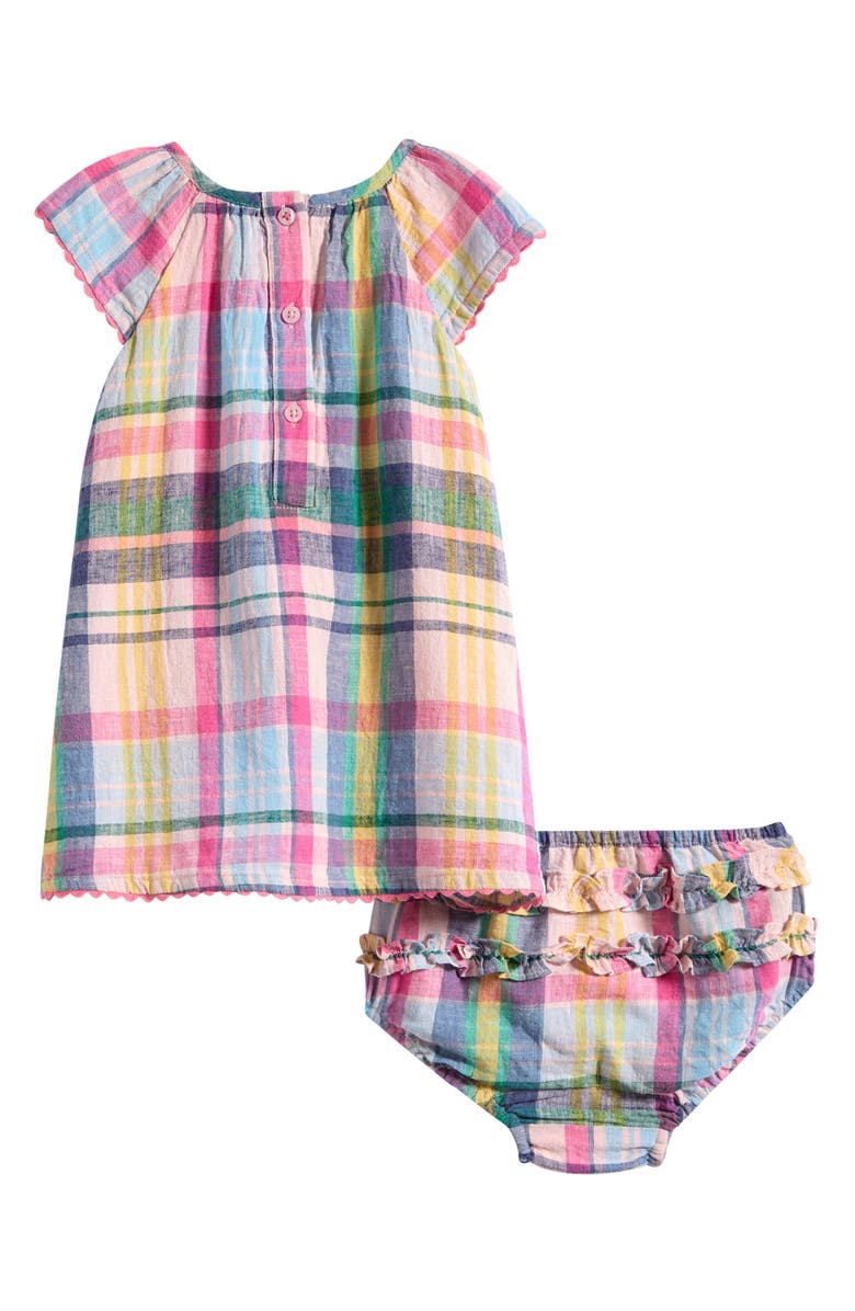 Mini Boden Floaty Shirred Dress & Bloomers Set, Alternate, color, Madras Check