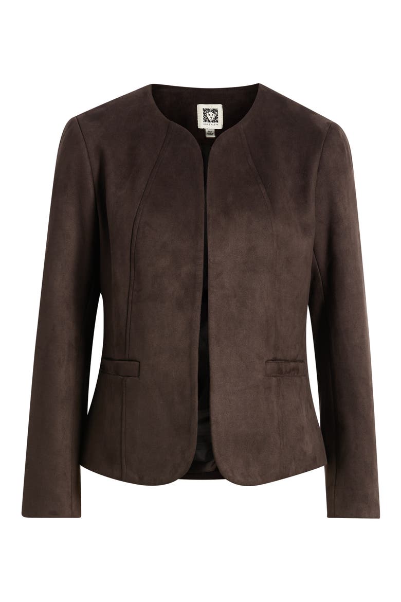 Kissing Front Scuba Faux Suede Jacket, Alternate, color, DEEP MAHOGANY