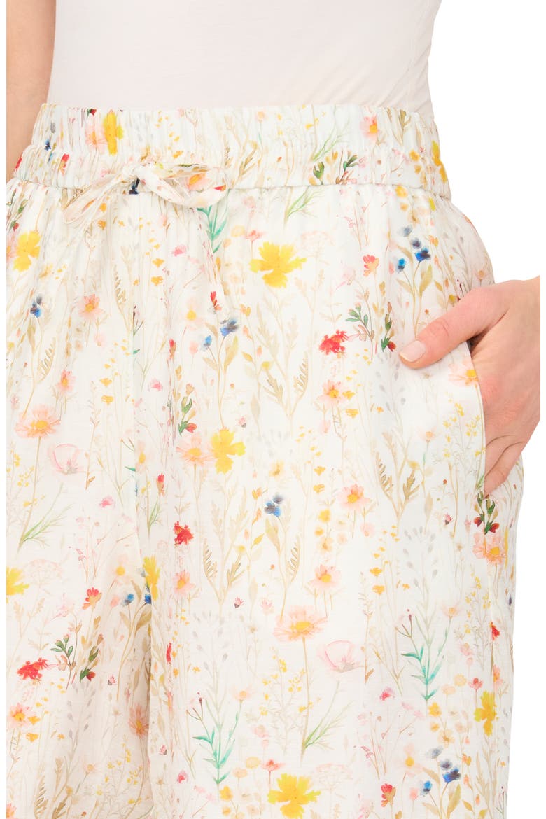 Floral Print Tie Waist Wide Leg Pants, Alternate, color, ULTRA WHITE