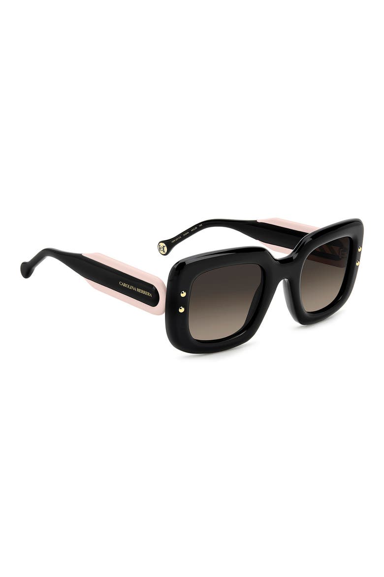 49mm Small Gradient Rectangular Sunglasses, Alternate, color, BLACK PINK/ BROWN SF