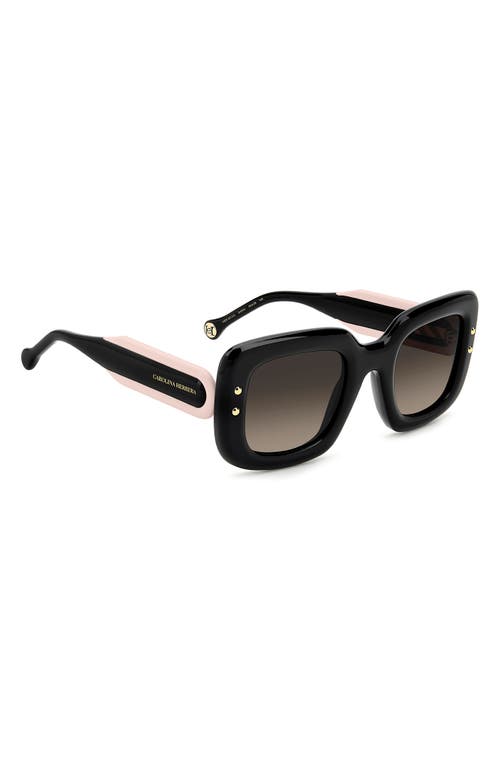 Carolina Herrera 49mm Small Gradient Rectangular Sunglasses In Black Pink/brown Sf