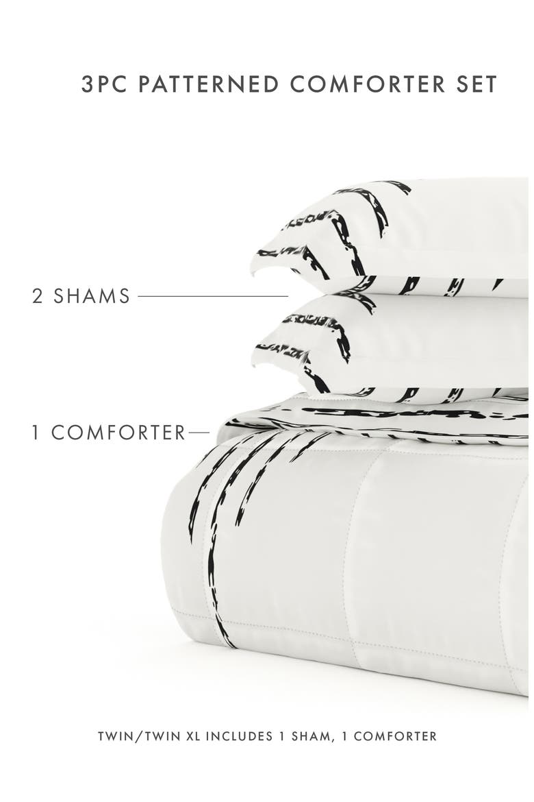 Premium Ultra Soft Diamond Stripe Down-Alternative Comforter Set, Alternate, color, GREY