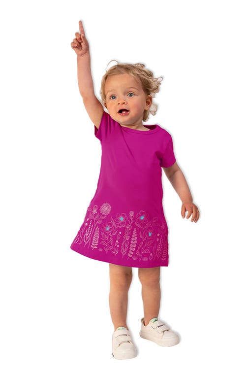 Mightly Organic Cotton Short Sleeve T-shirt Dress In Raspberry Garden