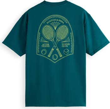 “Scotch & Soda”フロントアートワークTシャツ Teal Scotch & Soda Men's T Shirt Cold Dyed Artwork Short Sleeve