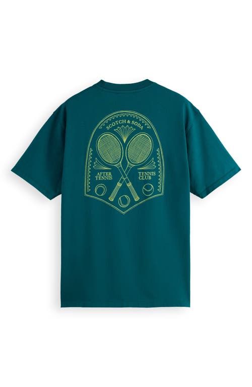 Scotch & Soda Tennis Club Graphic T-shirt In Pitch Green
