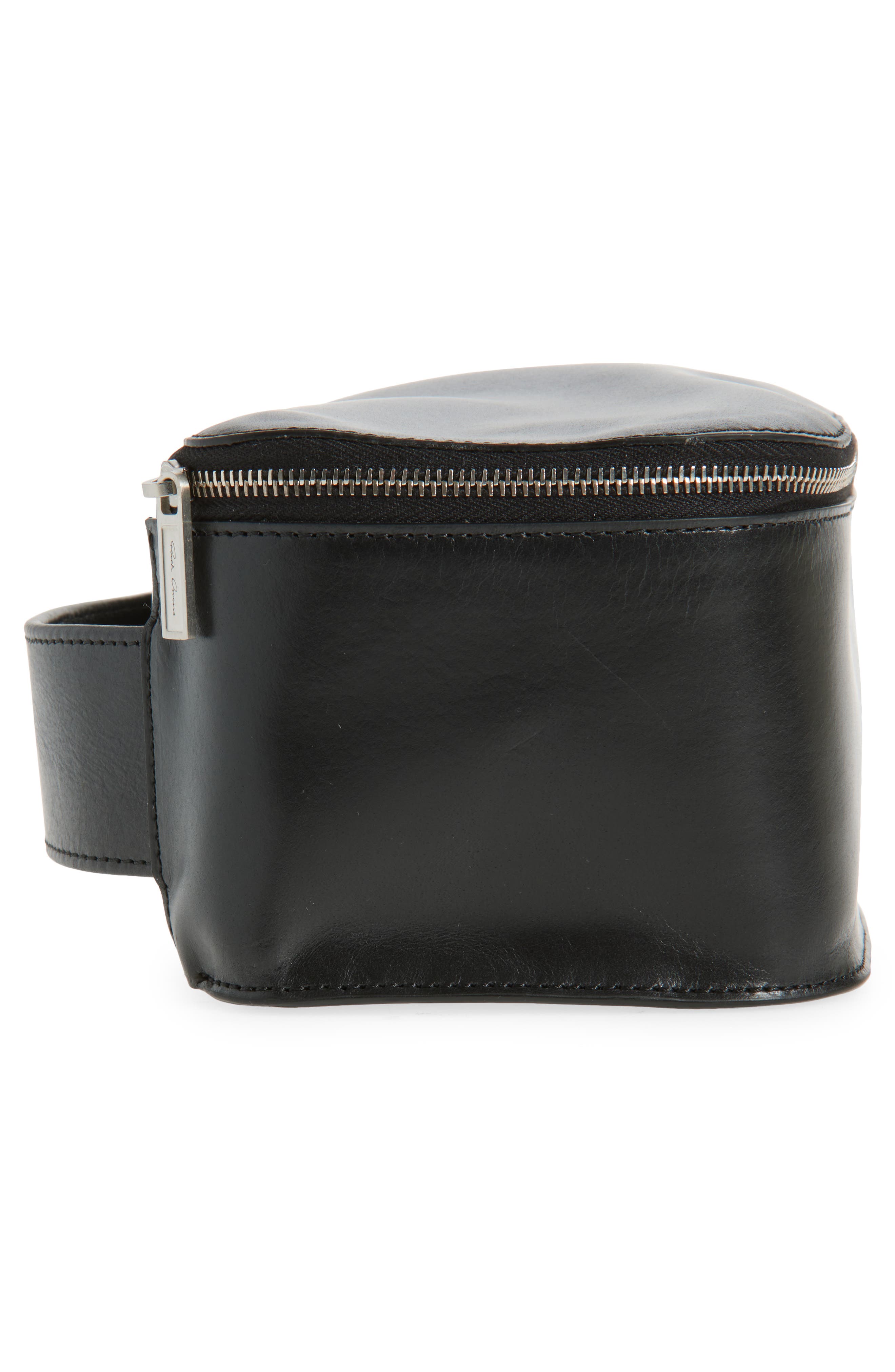 Rick Owens Medium Calfskin Leather Toiletries Bag, Alternate, color, Black