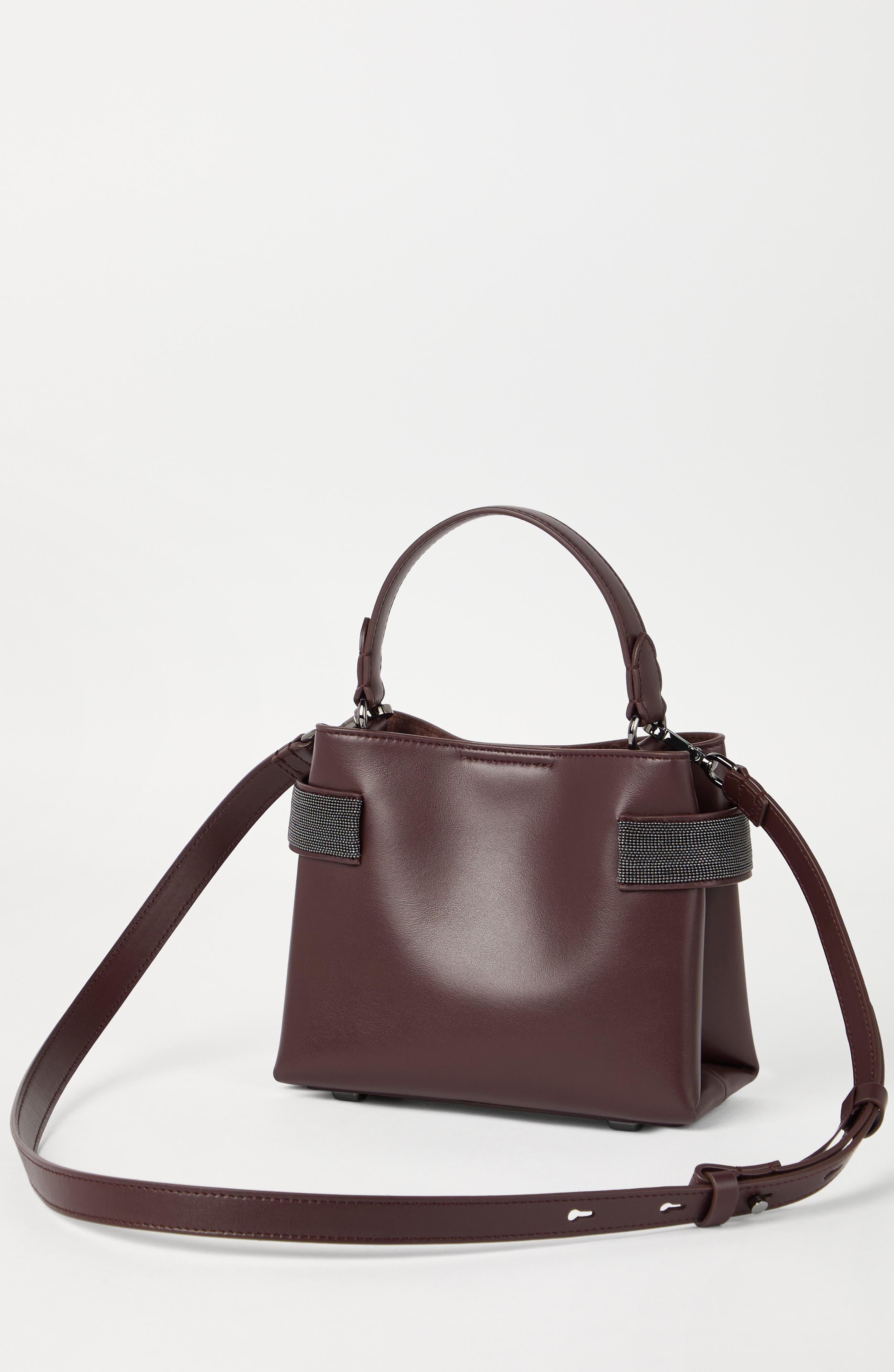 Brunello Cucinelli Small Top-Handle Essence bag, Alternate, color, Burgundy
