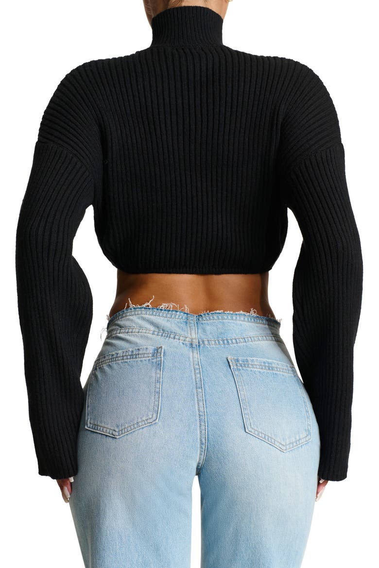 Crop Rib Turtleneck Sweater, Alternate, color, BLACK