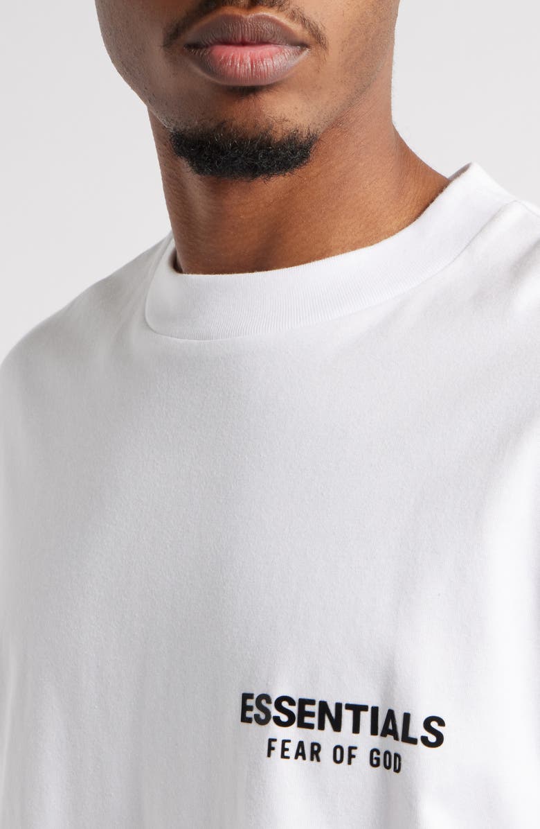 Fear of God Essentials Classic Fit Long Sleeve Logo T-Shirt, Alternate, color, Bright White