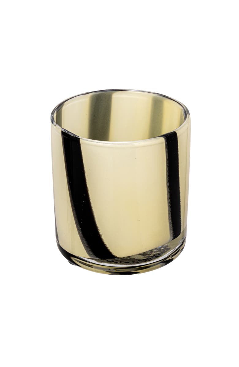 Storied Home Round Glass Candle Holder/Vase with Stripes, Cream and Black, Main, color, Black