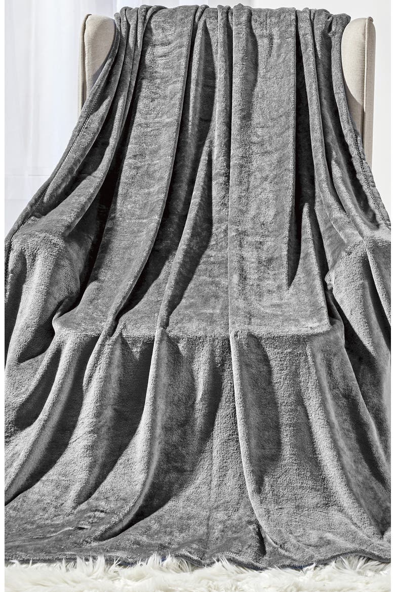 Plush Fleece Throw, Alternate, color, GRAY