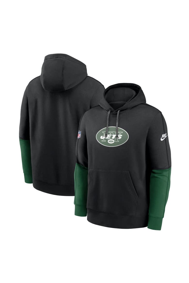 Men's Nike Black New York Jets  Throwback Logo Club Tri-Blend Pullover Hoodie, Alternate, color, Black
