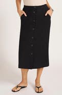 matty m. Button Front Midi Skirt