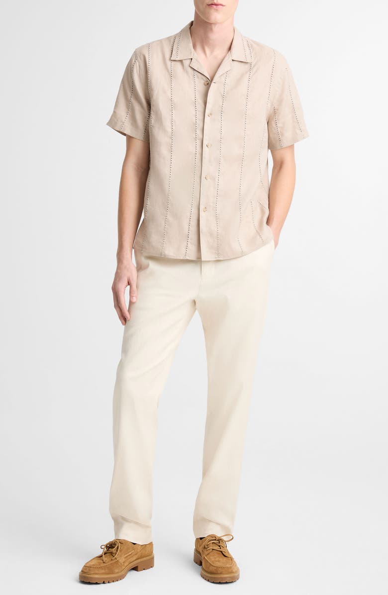 Vince Eyelet Linen Button-Up Shirt, Alternate, color, Pumice Rock
