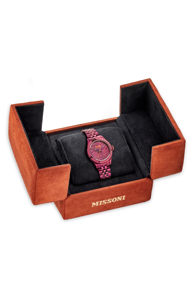 Missoni Classic Zigzag Bracelet Watch, 34mm, Alternate, color, Burgundy