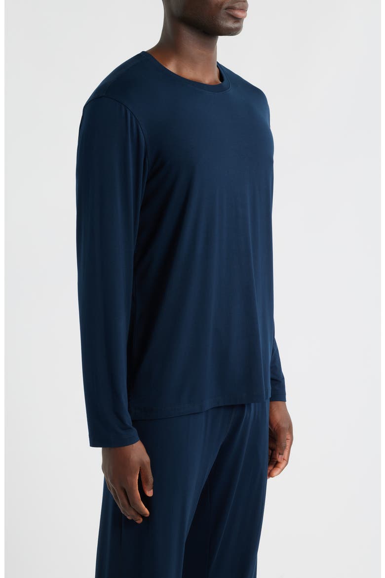 Long Sleeve Modal & Silk Pajama Top, Alternate, color, MIDNIGHT