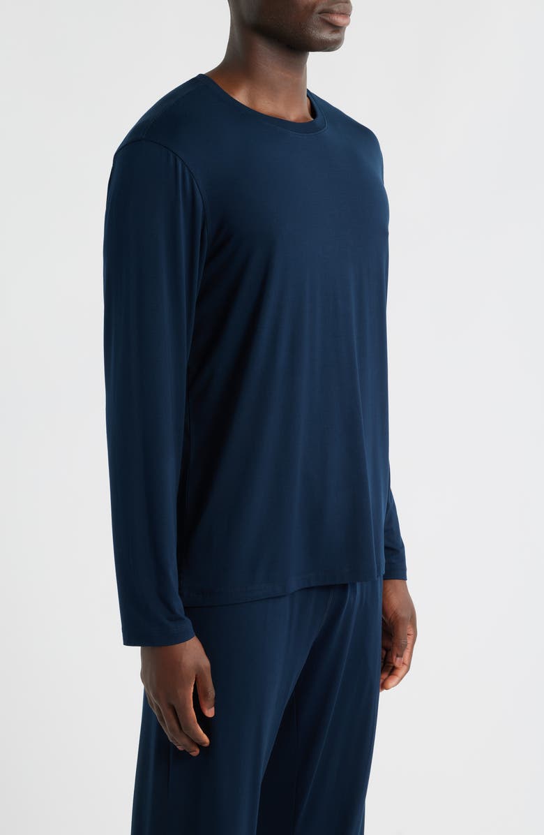 Daniel Buchler Long Sleeve Modal & Silk Pajama Top, Alternate, color, Midnight