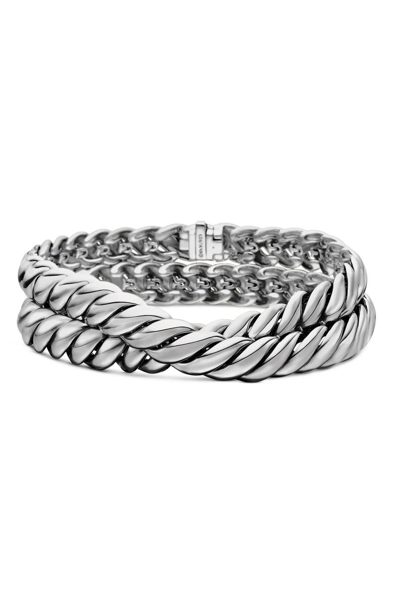 David Yurman Sculpted Cable Double Wrap Bracelet in Sterling Silver, 8.5mm, Alternate, color, 