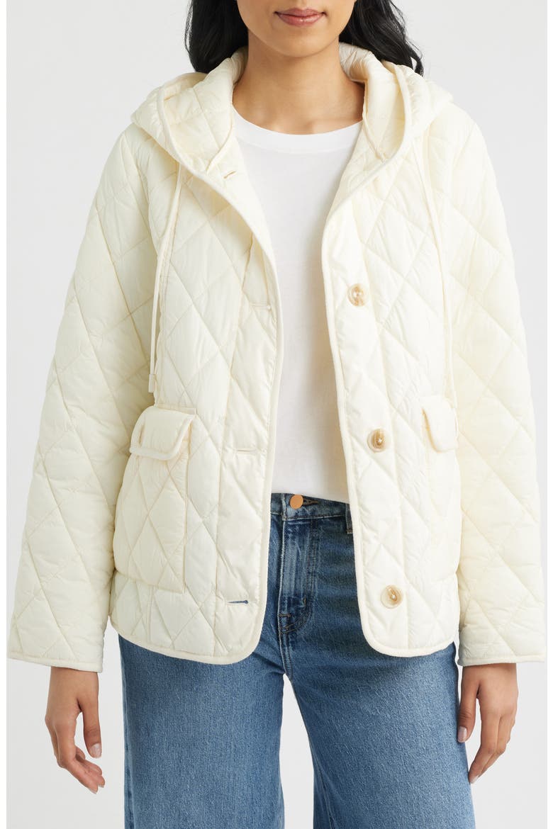 Diamond Quilted Hooded Liner Jacket, Main, color, VANILLA ICE