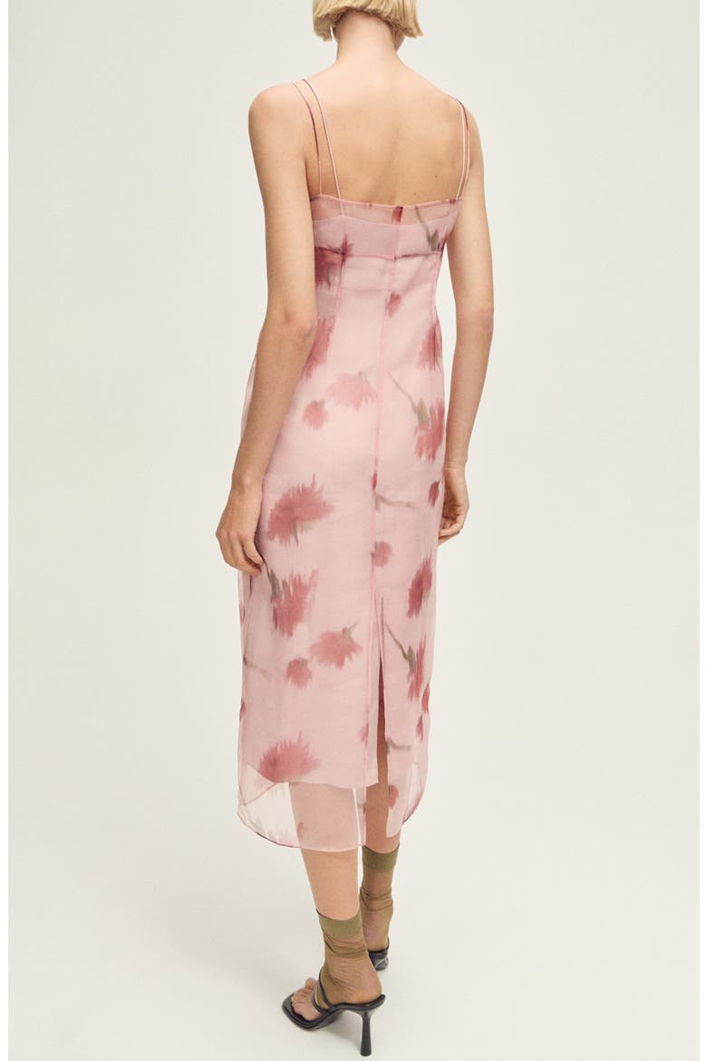 Floral Print Chiffon Overlay Midi Dress, Alternate, color, PASTEL PINK