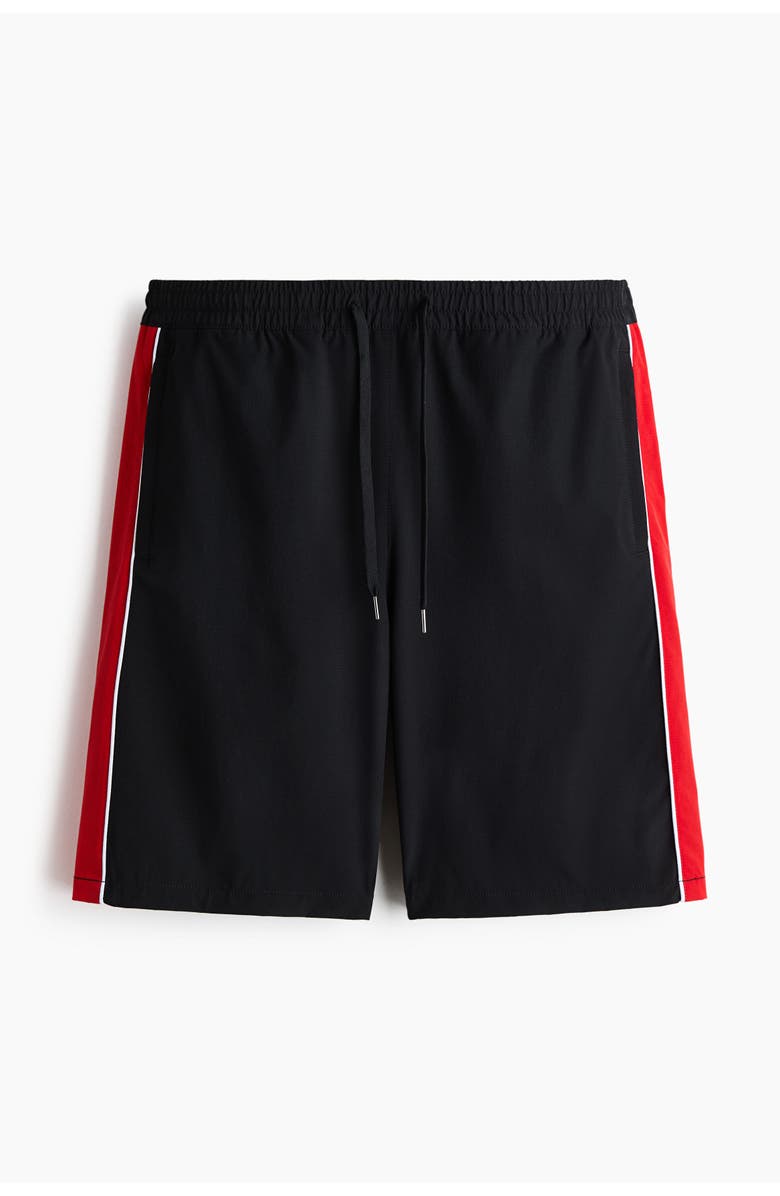 H&M Loose Fit Printed Shorts, Main, color, Black/Honda