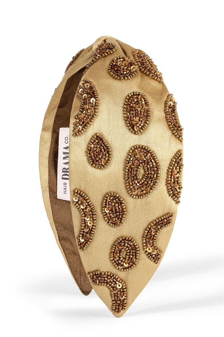 Champagne Paisley Headband, Alternate, color, Beige