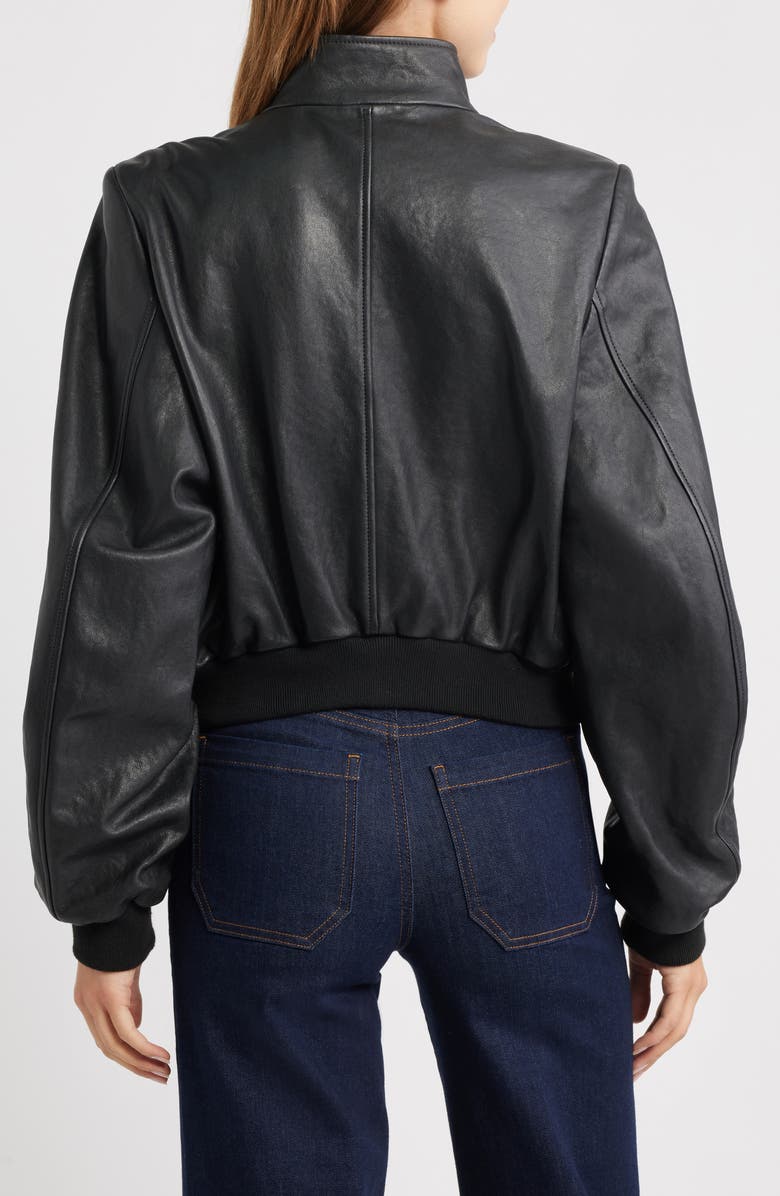 FRAME The Harrington Leather Bomber, Alternate, color, Black