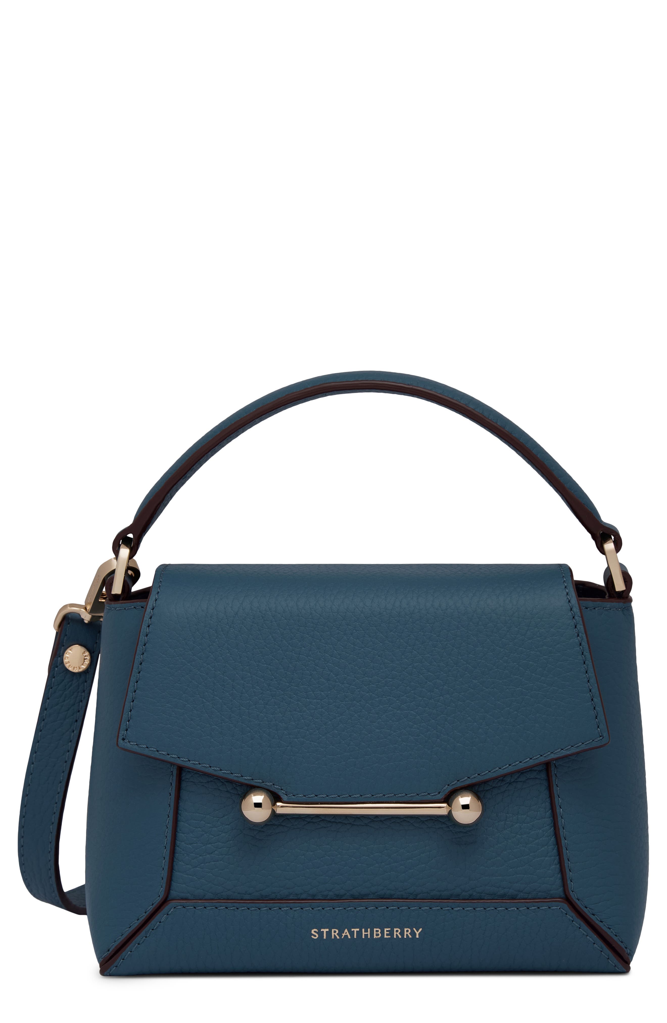 Nano Mosaic Grained Leather Top Handle Bag, Main, color, LOCH BLUE