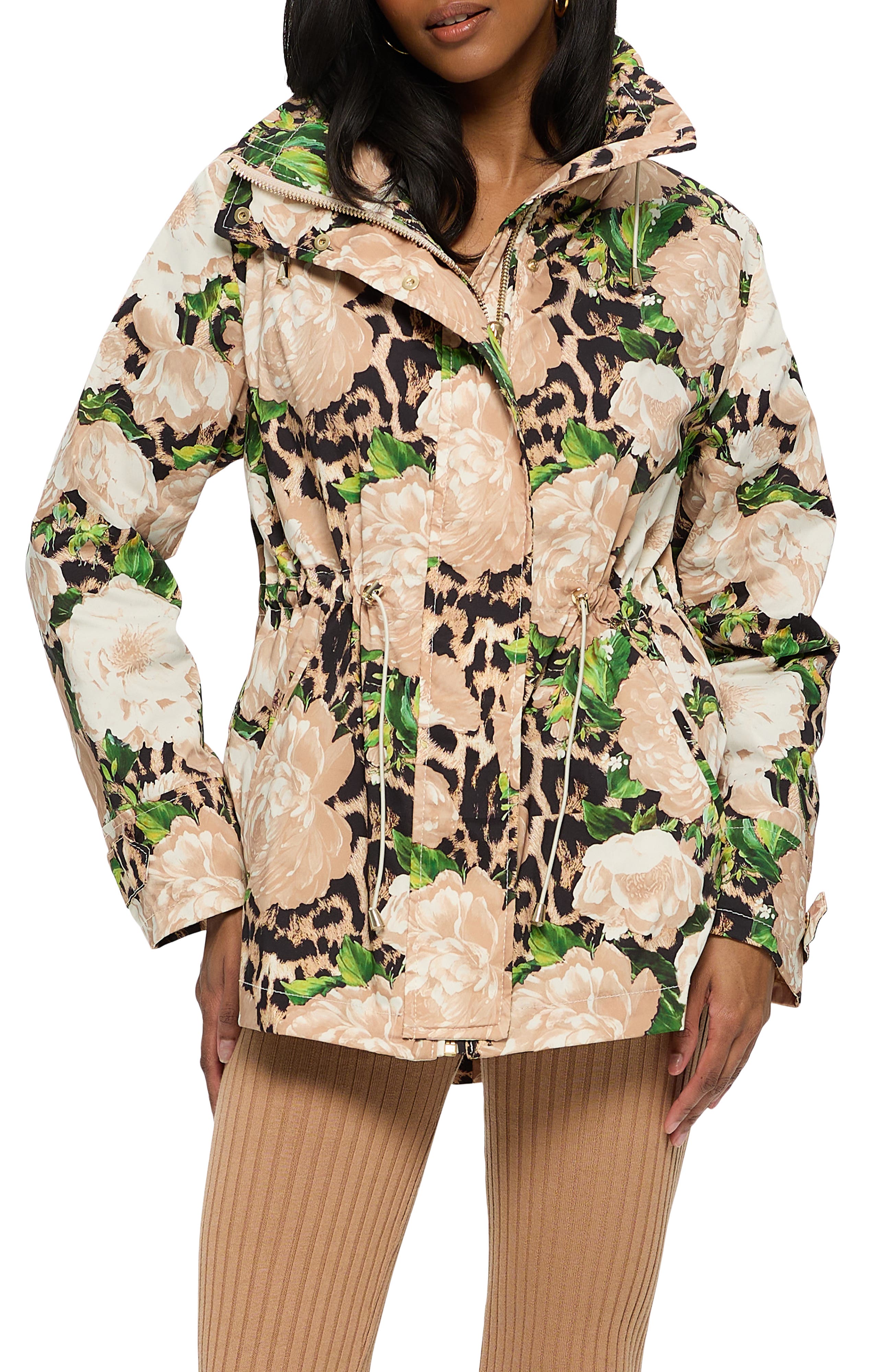 Lightweight Floral Printed Jacket With Concealed Hood