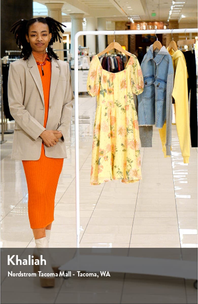 Kids' Floral Print Puff Sleeve Dress, sales video thumbnail