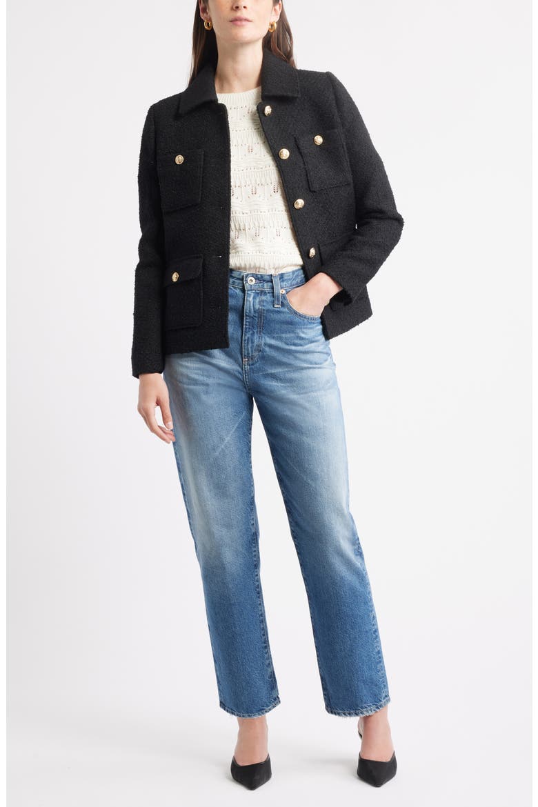 Bouclé Jacket, Alternate, color, BLACK