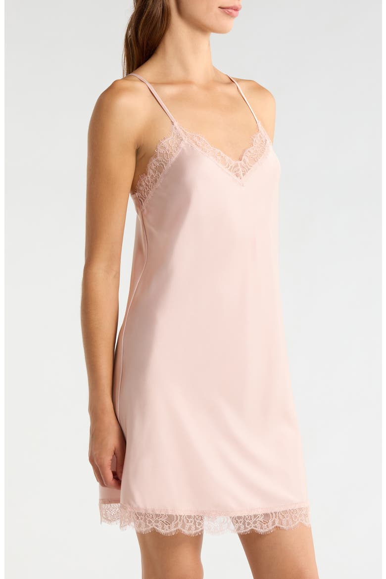 Scalloped Lace Trim Satin Slip, Alternate, color, PINK SEPIA