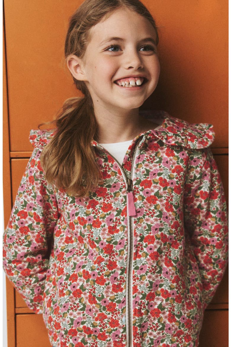 Kids' Printed Floral Zip Front Top, Alternate, color, FLORAL