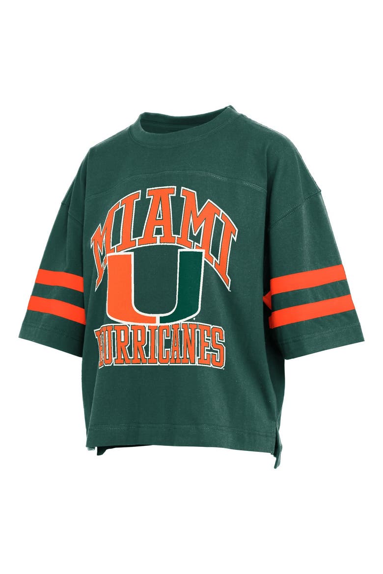 Women's Pressbox  Green Miami Hurricanes Wayne Tyler Cropped T-Shirt, Alternate, color, Green